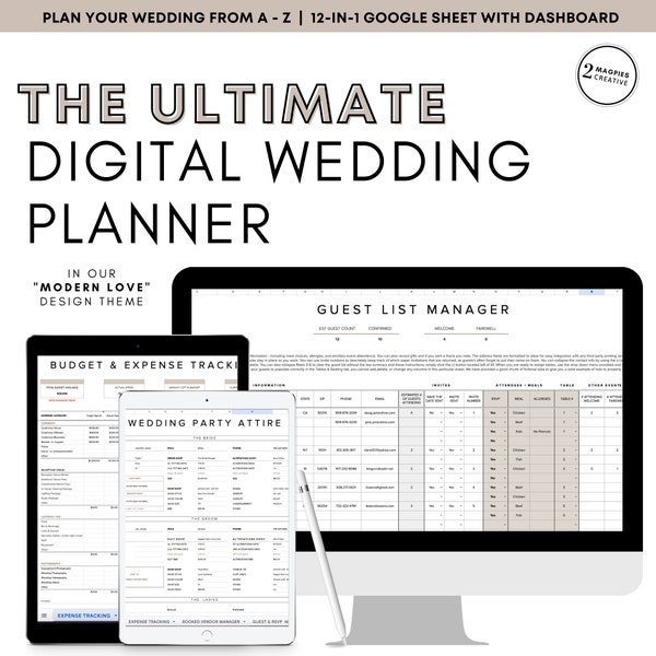 All In One Digital Wedding Planner | Wedding Planning Template | Google Sheet Wedding Planner Book