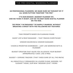 THE PRO Digital Wedding Planner All-In-One Wedding Planning Template Wedding Budget Wedding Checklist Google Sheet Modern Love Theme image 3