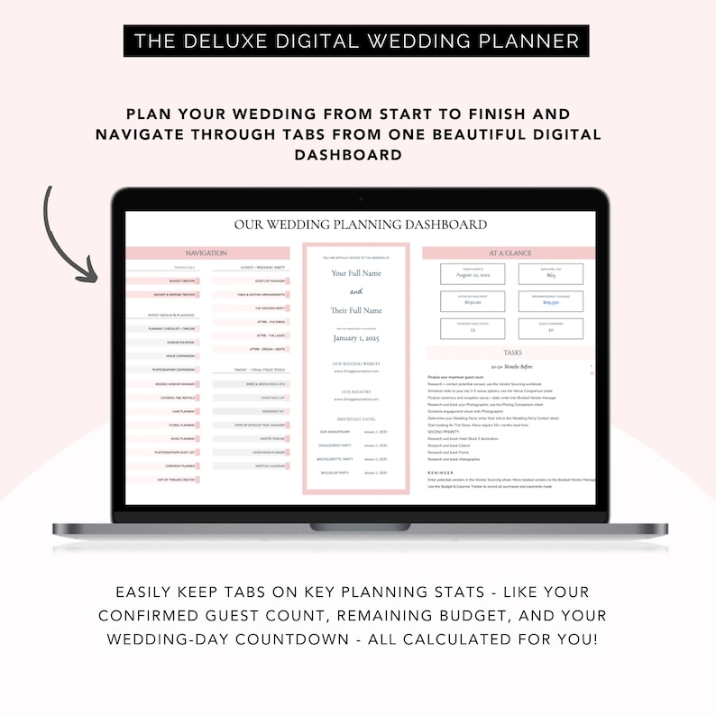 Deluxe Digital Wedding Planner Google Sheets Wedding Planner Etsy