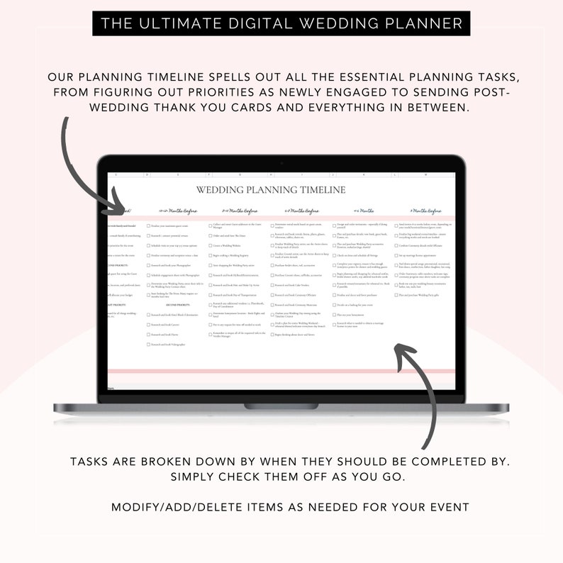 Wedding planner, digital wedding planner, all-in-one wedding planner, google sheet wedding planner, wedding planning template, wedding planner book, planning your own wedding, online wedding planner, wedding timeline, wedding checklist