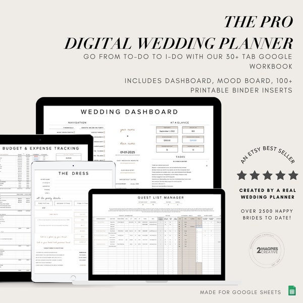 Digital Wedding Planner | Google Sheet Wedding Planning Template |  Wedding Planner Book | Engagement Gift Wedding Planning Checklist