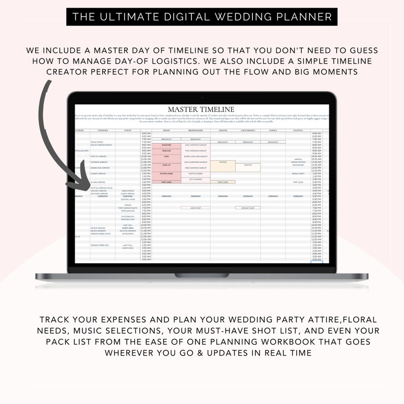 Wedding planner, digital wedding planner, wedding shot list, wedding guest tracker, wedding budget, wedding planner book, planning your own wedding, online wedding planner, wedding timeline, wedding checklist, bridal shower gift, gift for bride-to-be