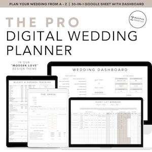 The PRO Digital Wedding Planner | Wedding Budget Tracker | Wedding Timeline & Checklist | Wedding Guest List Wedding Planning System