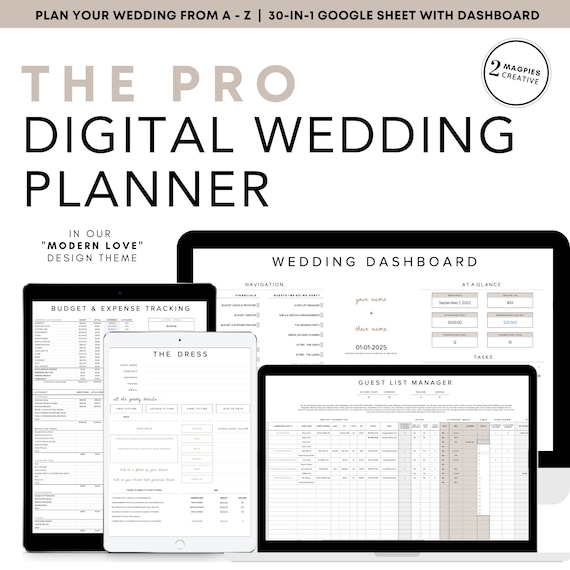 Digital Wedding Planner Google Sheets Wedding Budget  Wedding Timeline Spreadsheet  Wedding Planning Checklist Engagement Gift for Bride