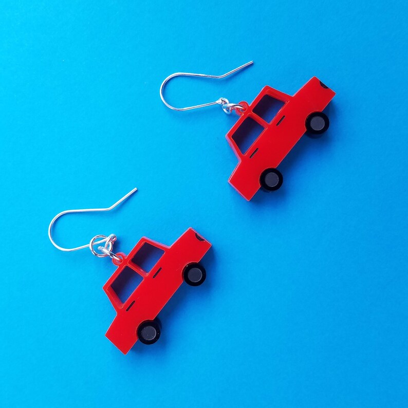 classy and 60s inspired TOY CARS Acrylic Earrings