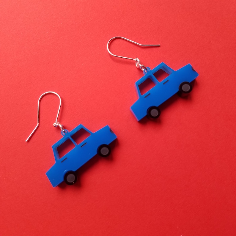 classy and 60s inspired TOY CARS Acrylic Earrings