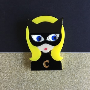 CATWOMAN Acrylic Brooch - Halloween Special, Blonde with a Cat Mask