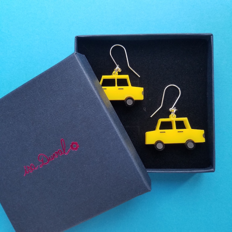 classy and 60s inspired TOY CARS Acrylic Earrings