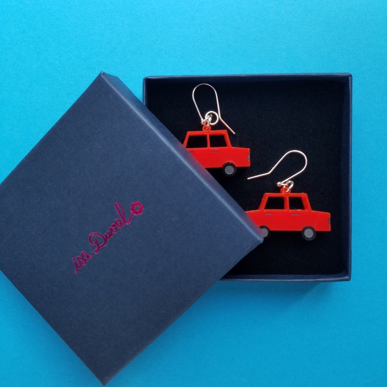 classy and 60s inspired TOY CARS Acrylic Earrings