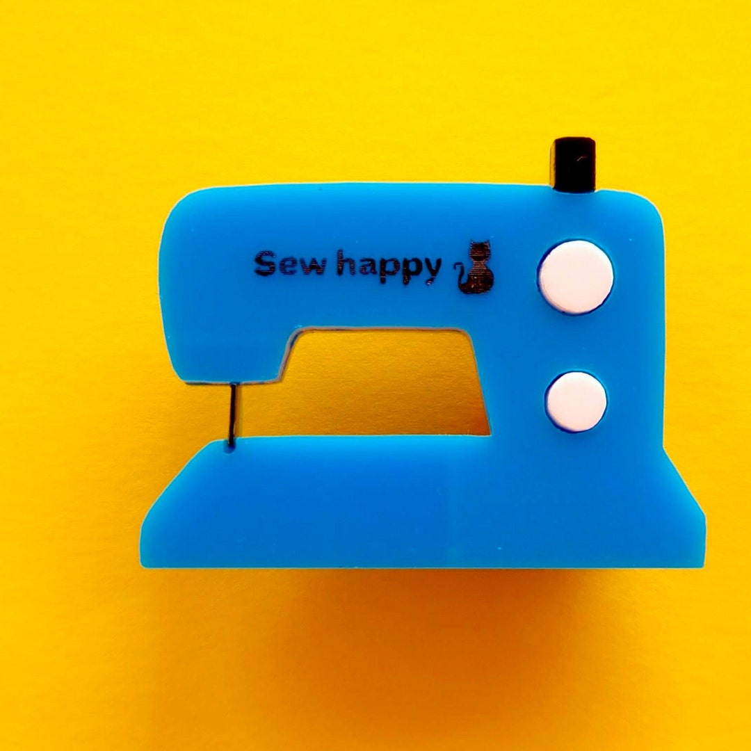 Blue Vintage Sewing Machine Brooch Etsy