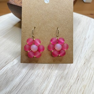 Hot Pink Daisy Earrings