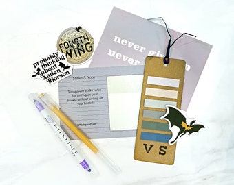 Fourth Wing Book Annotation Kit. Tabs, Pen, Highlighter, and Bookish Stickers for Annotating Your Books! Gifts for book lovers and readers.