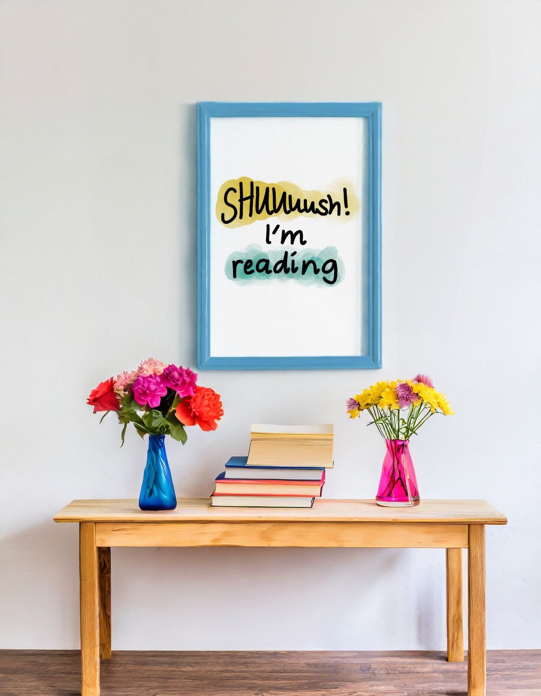 Library Shushing Sign Shush! I'm Reading: Book Lovers Art Printable (PDF Download) Library ...
