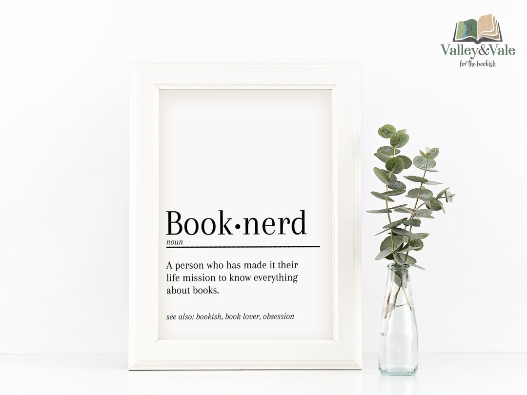 Book Nerd A4 Bookish Printables. Dictionary Style Art Print. Gifts for