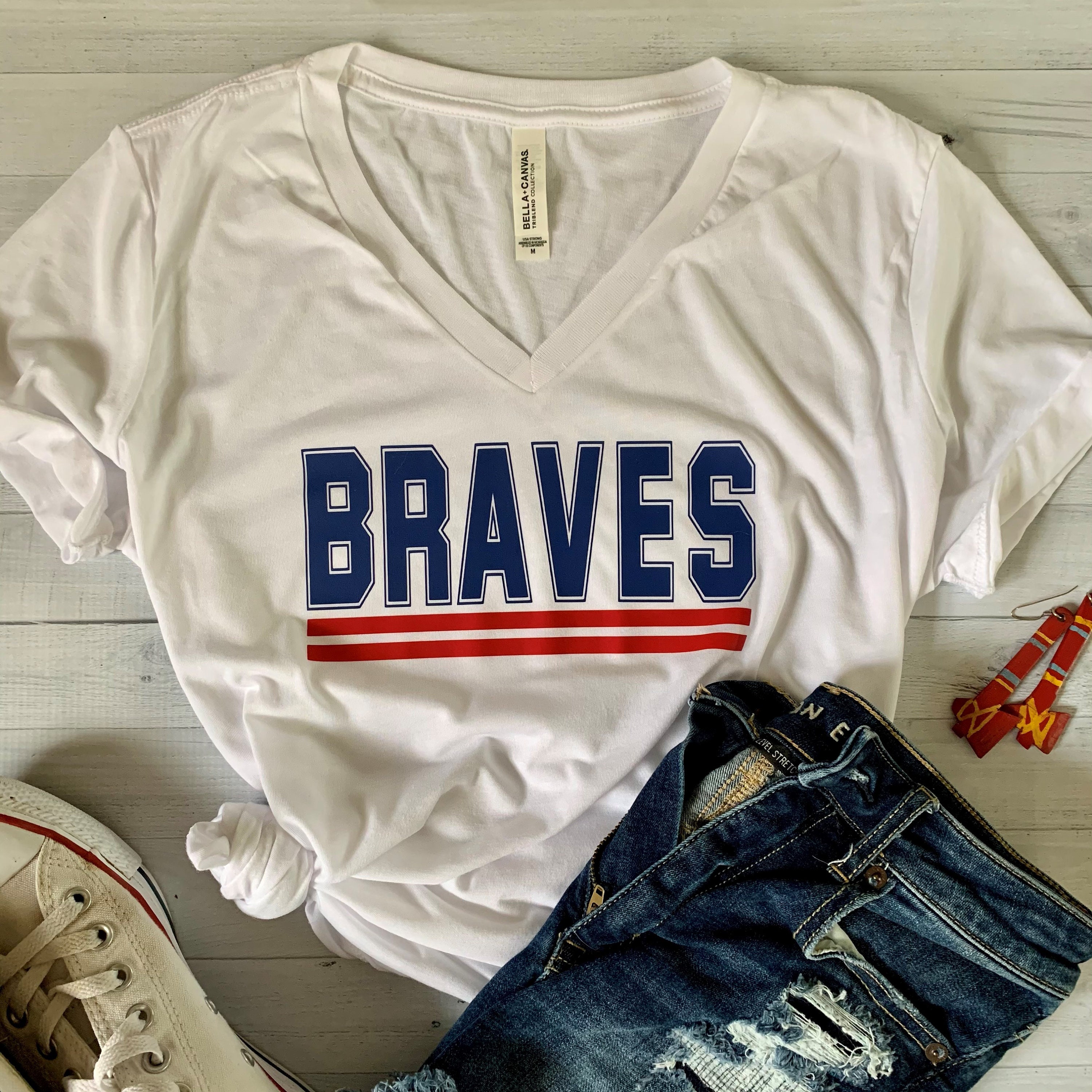 Atlanta Braves Women's Tshirt Braves V-neck T-shirt - Etsy New Zealand