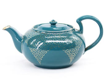 Vintage German Metal Teapot • Rustic European Cottage Decor • Antique Tea Pot Shelf Accent