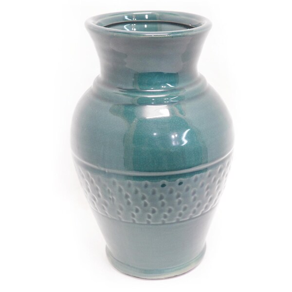 Rustic Teal Pottery Vase - Etsy