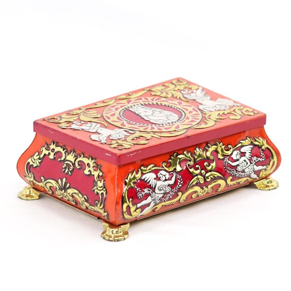 Vintage Fricke Nacke Trinket Box Gold Footed Jewelry Keepsake Vanity Decor • Eclectic Decor Accent View 6