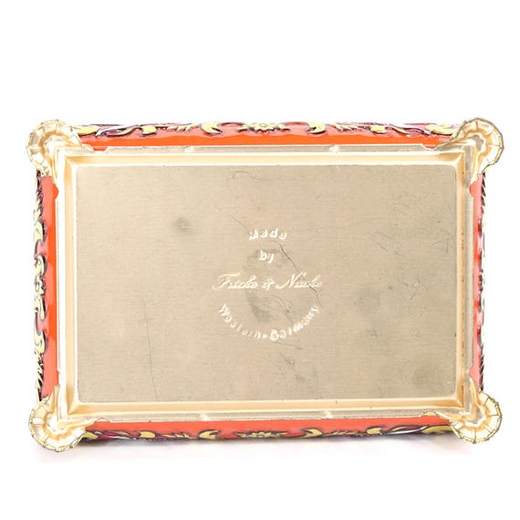 Vintage Fricke Nacke Trinket Box Gold Footed Jewelry Keepsake Vanity Decor • Eclectic Decor Accent View 4