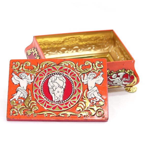 Vintage Fricke Nacke Trinket Box Gold Footed Jewelry Keepsake Vanity Decor • Eclectic Decor Accent View 2