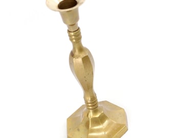 Vintage Brass Taper Candle Stick Holder • 8″ Tall Antique Candlestick • Mid Century Decor
