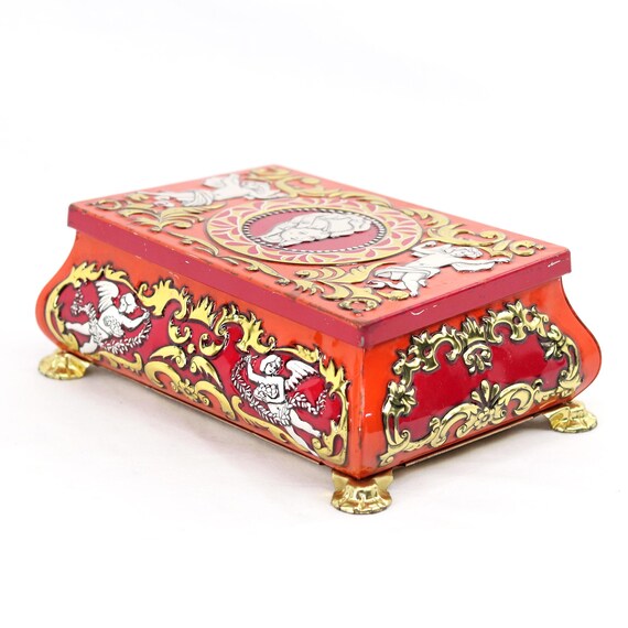 Vintage Fricke Nacke Trinket Box Gold Footed Jewelry Keepsake Vanity Decor • Eclectic Decor Accent View 5