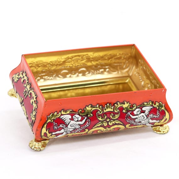 Vintage Fricke Nacke Trinket Box Gold Footed Jewelry Keepsake Vanity Decor • Eclectic Decor Accent View 3