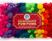 Deluxe Pom Poms in Hot Kaleidoscope Colors for Crafts and DIY Hobby Supplies, Large Bag, 324 Pompoms, 4 Different Sizes