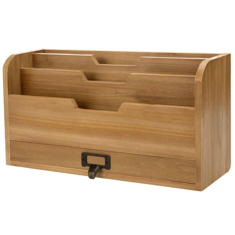 Vintage 3 Tier Wooden Desktop Mail Organizer Desk Organizer Etsy