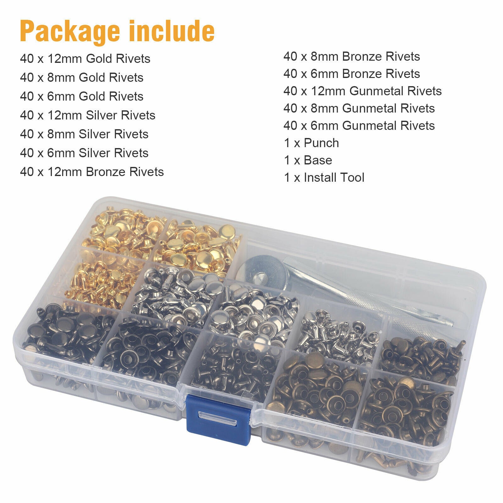 483pcs Metal Leather Rivets Kit Set Double Cap Rivet Metal Etsy