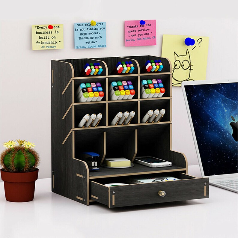 Office Desk Organizer Pen Phone Holder Box Stationary Storage Etsy