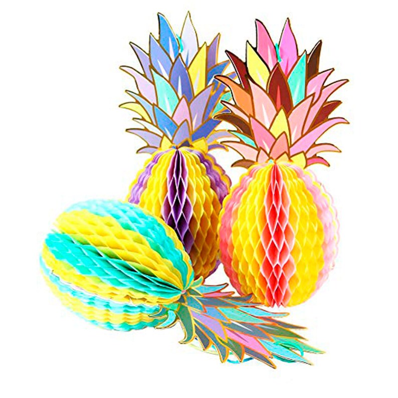 5x Tropical Pineapple Honeycomb Garland Centerpiece Table Hawaiian Party Decor~~