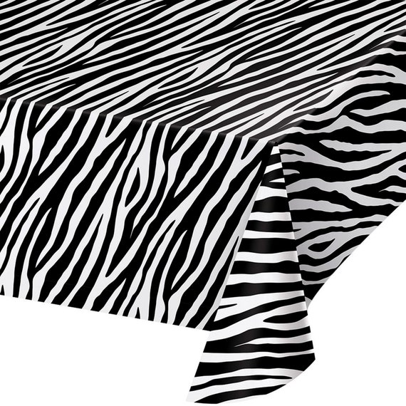 Zebra Print Table Cover Party Accessory Tablecloth Decoration Etsy