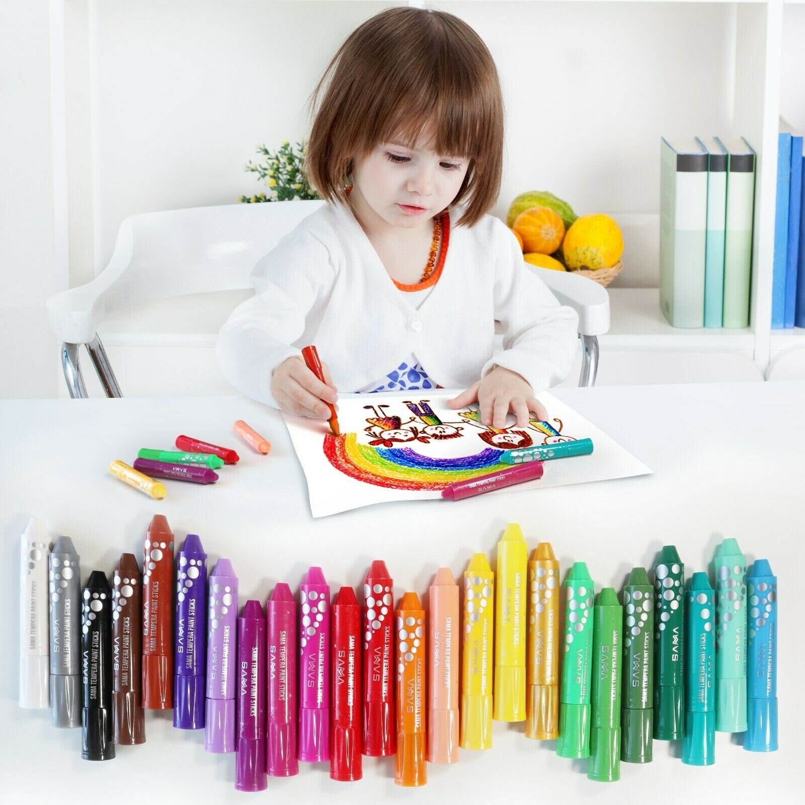 24 PCS Set: 18 Solid Crayons 6 Glitter Crayons. Washable 24 | Etsy