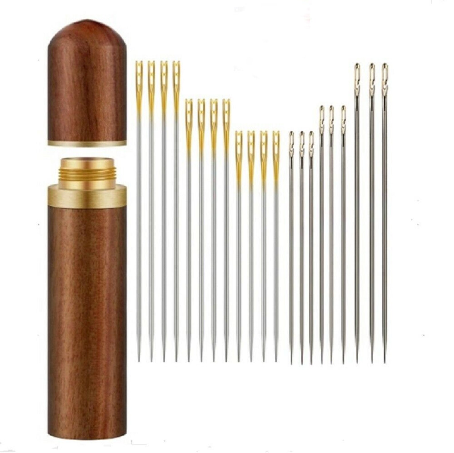 24 Pcs Selfthreading Sewing Needle Set Wooden Sewing Needle Etsy