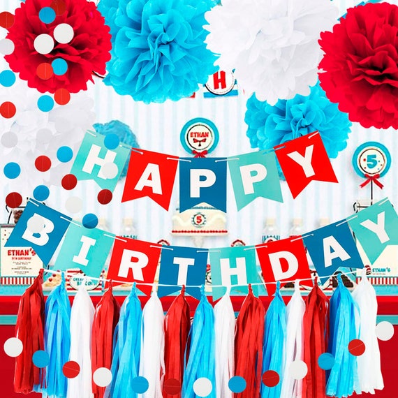 Dr Seuss Cat In The Hat Birthday Party Decorations Dr Suess Etsy
