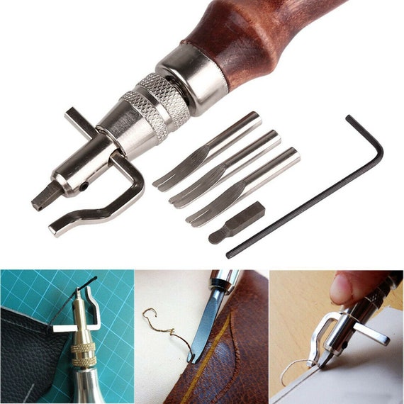 Groover Crease 5 In 1 DIY Leather Adjustable Stitching Leather Tools Lot Set Kit 