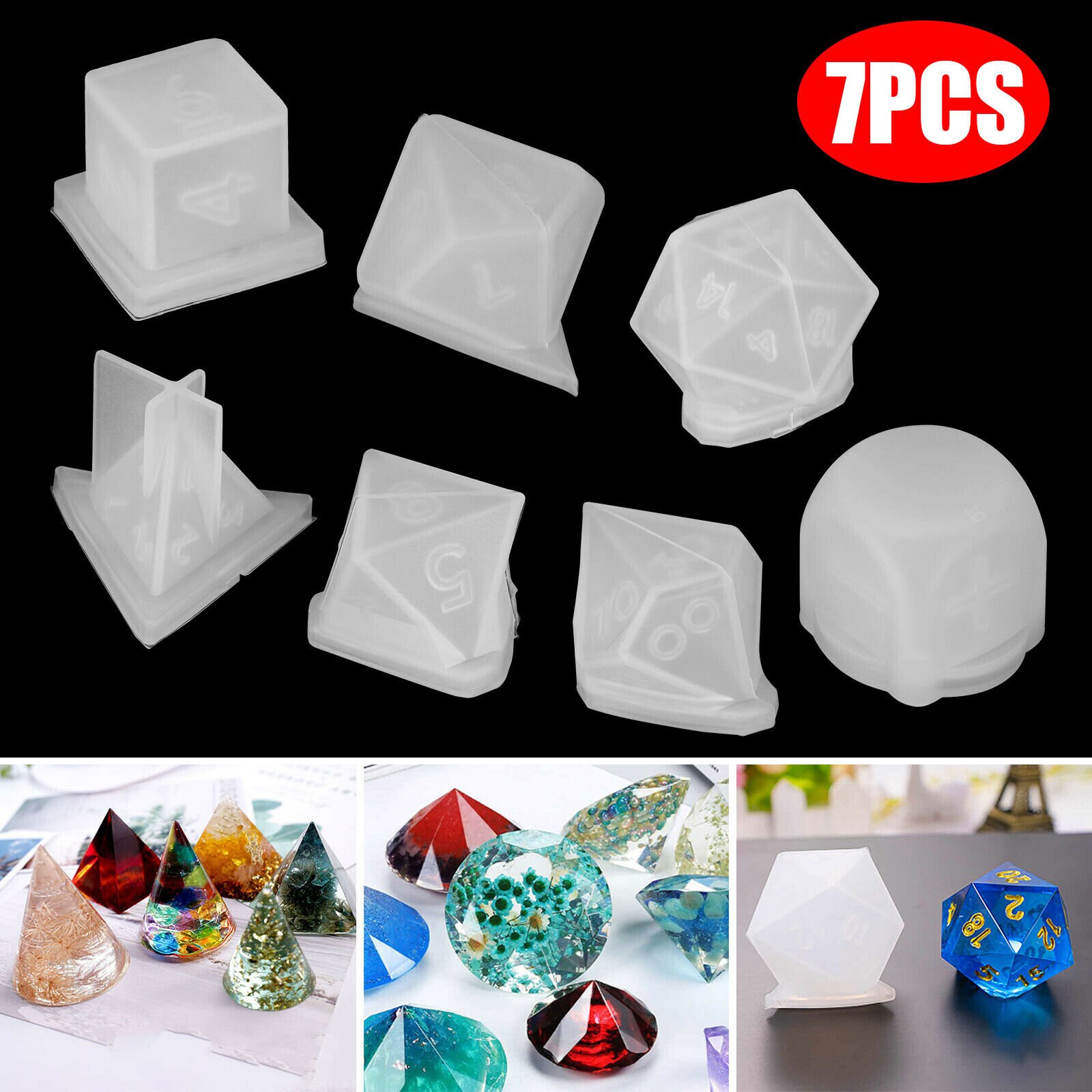 7 Pcs Epoxy Silicone Molds Set Dice Shape Silicone Form Etsy
