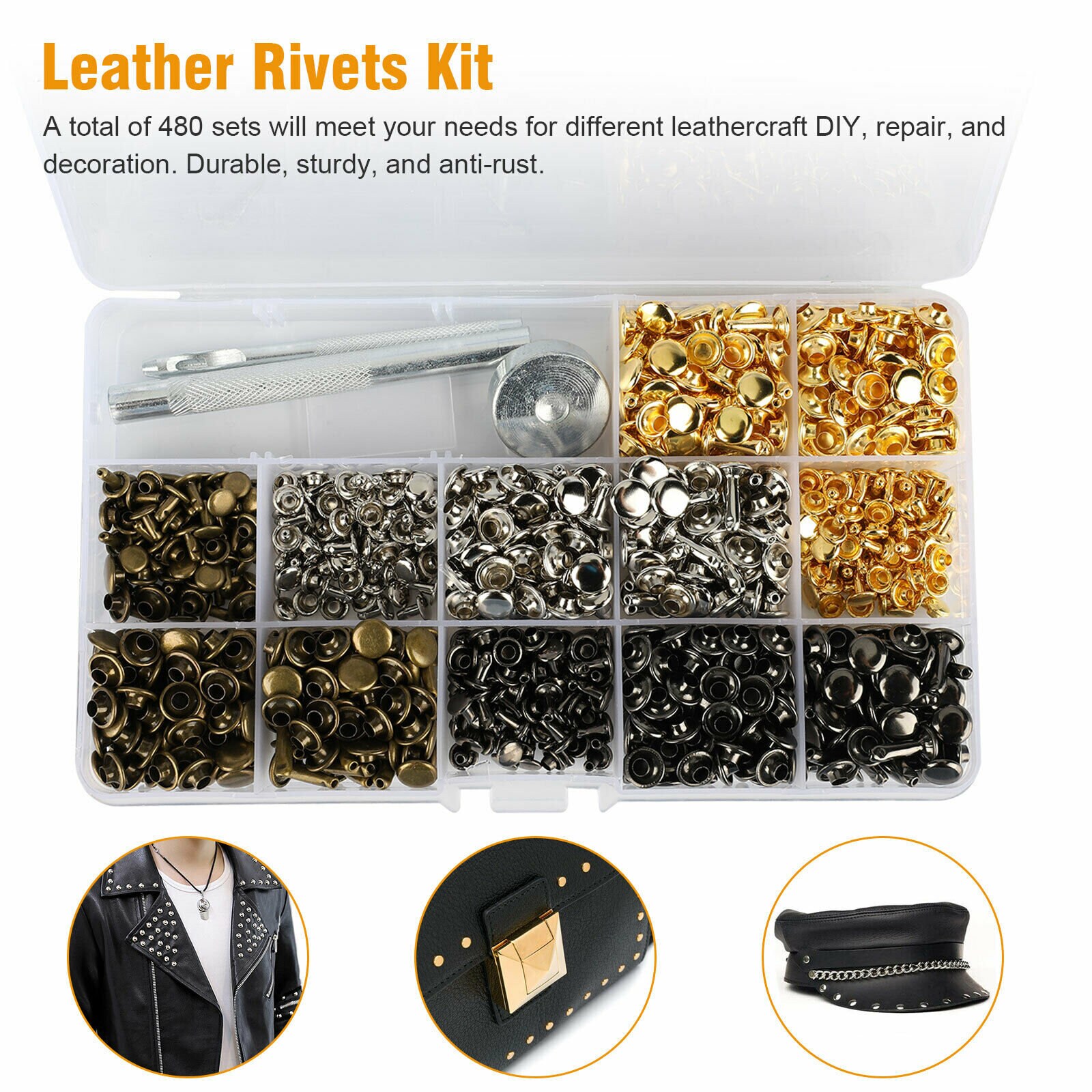 483Pcs Metal Leather Rivets Kit Set Double Cap Rivet Metal Etsy