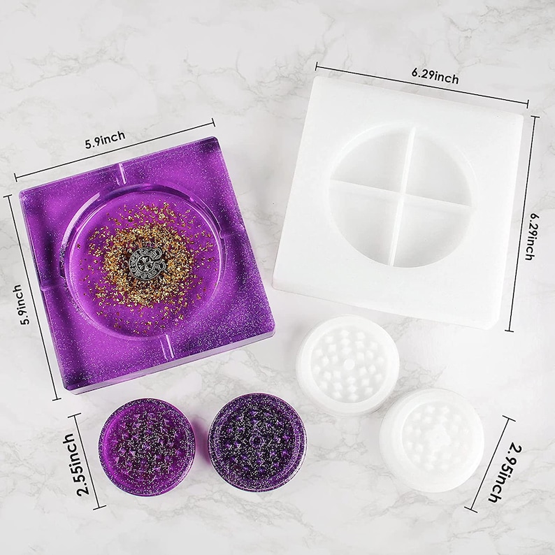 24 Pieces Silicone Epoxy Resin Mold Kit Silicone Ashtray Mold Etsy