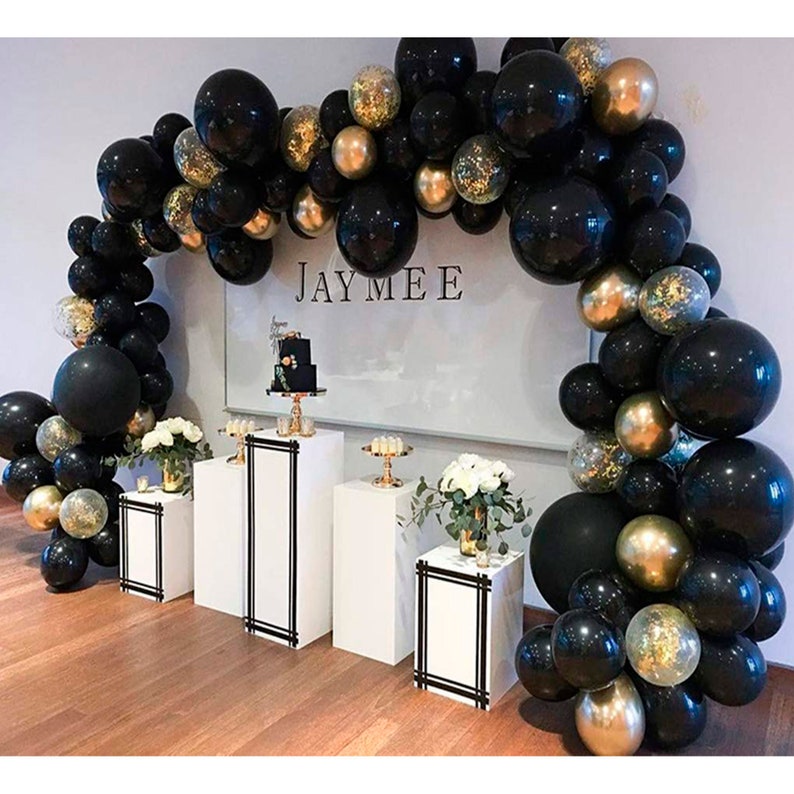 Black And Gold Balloons Party Birthday Decorations Party Decor Etsy
