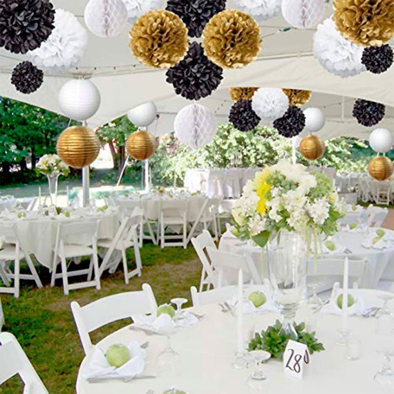 Party Supplies Party Decoration 22 Piece Black Gold White Table