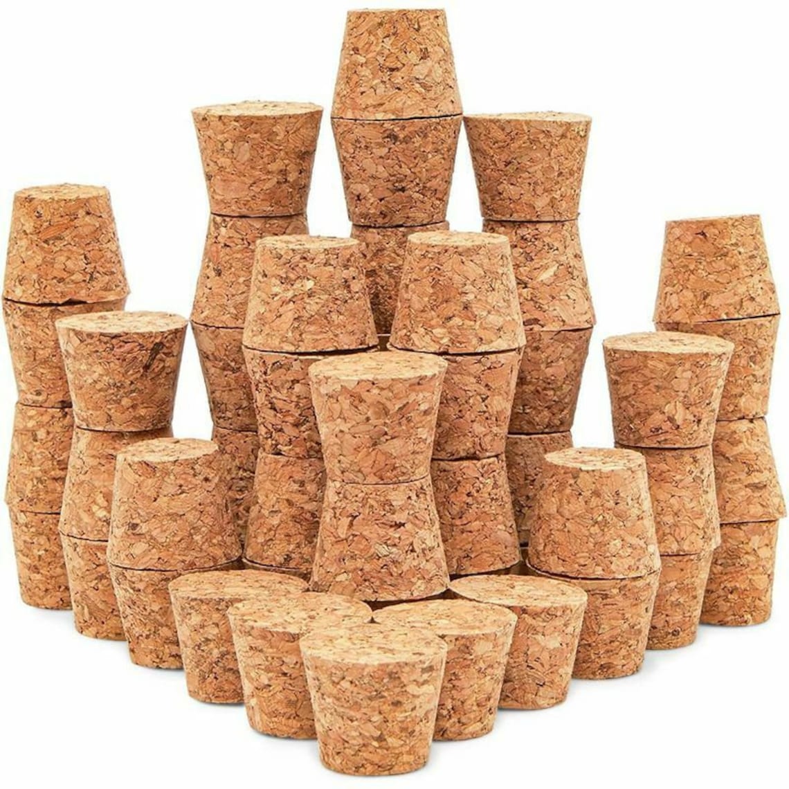 50 Pack Cork Stoppers For Bottles Set Tapered Natural Cork Etsy