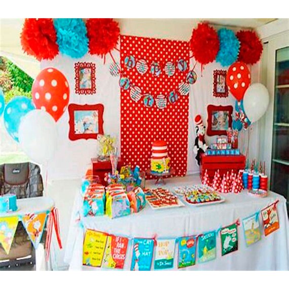 Party Decorations Set Dr Seuss Cat In The Hat Bridal Shower Etsy
