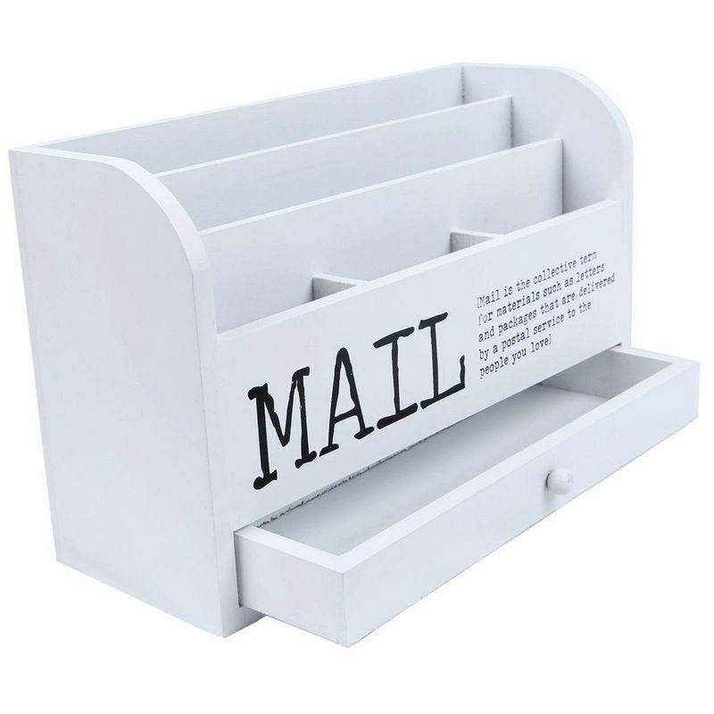 3 Tier wooden mail desktop organizer & sorter with storage Etsy