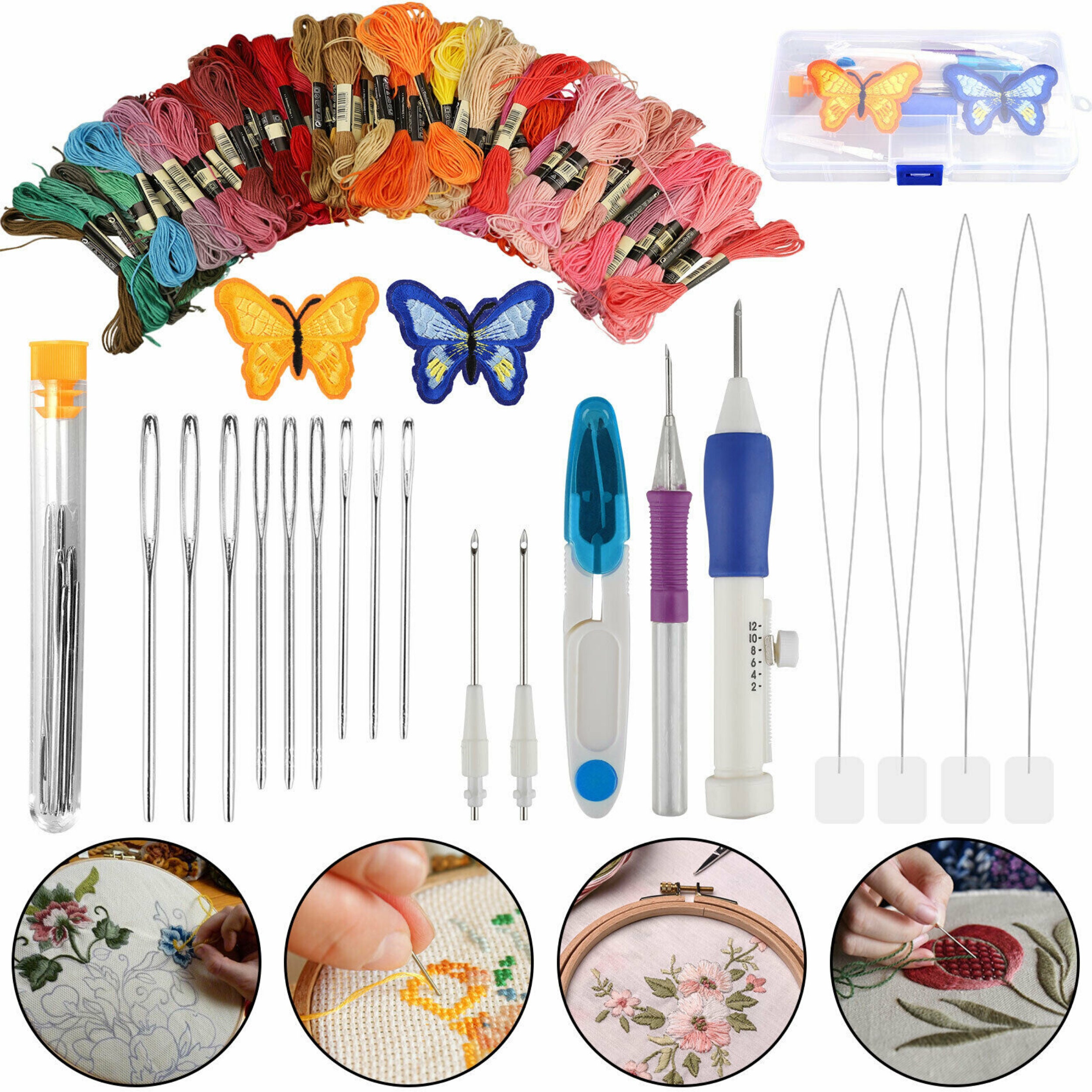 1 Set DIY Embroidery Pen Set Knitting Sewing Tool Kit Punch Needle 50 Threads 1 Set DIY Embroidery Pen Set Knitting Sewing Tool Kit Punch Needle 50 Threads