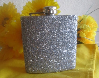 Flask, Glitter Flask, Silver Flask, Liquor, Woman Flask, Whiskey, custom Flask, Personalize Flask, Special occassion Flask,Bridemaid Gift.