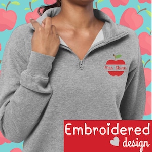 Personalizowana bluza polarowa Apple Teacher, prezent dla nauczycieli, spersonalizowana bluza nauczycielska, ulubiona koszulka nauczyciela, sweter nauczycielski