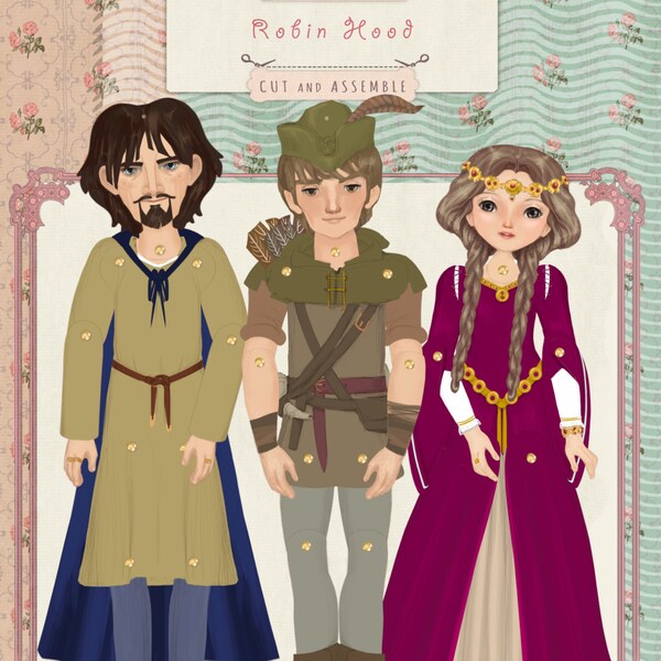 Robin Hood, Paper toy,Kids' Craft set, classic toy,paper dolls