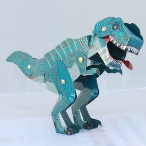 Dinosaur T-Rex Toy, Kids' Craft, laminated paper toy, Make your own Dinosaur image 4